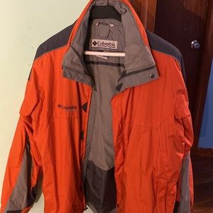Columbia orange Mens jacket with removable insert.